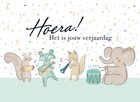 verjaardag kaart stijlvol dierenorkest